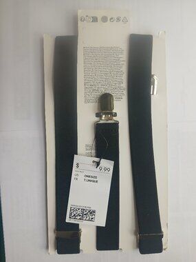 H&M Suspenders Black And Silver Hardware One Size - New